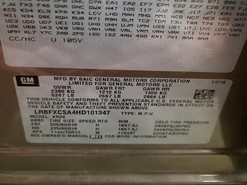 Aukcja sprzedaży 2017 Buick Envision, vin: LRBFXCSA4HD101347, numer aukcji: 50287586