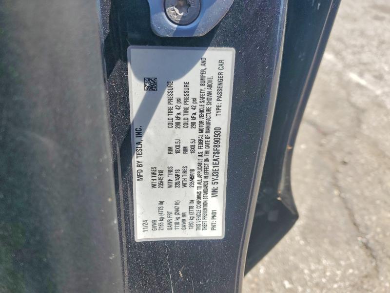 Aukcja sprzedaży 2025 Tesla Model 3, vin: 5YJ3E1EA7SF890930, numer aukcji: 49276686