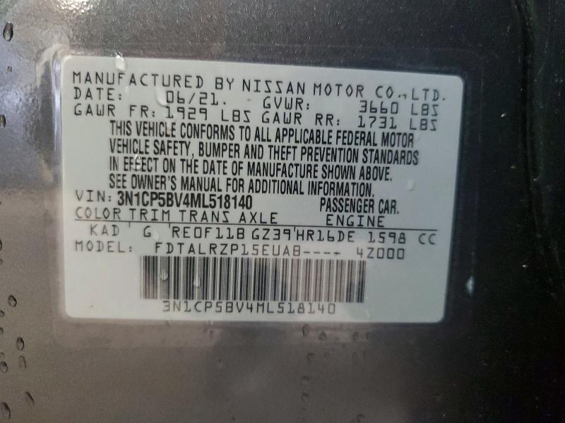 Продаж на аукціоні авто 2021 Nissan Kicks, vin: 3N1CP5BV4ML518140, номер лоту: 51445656