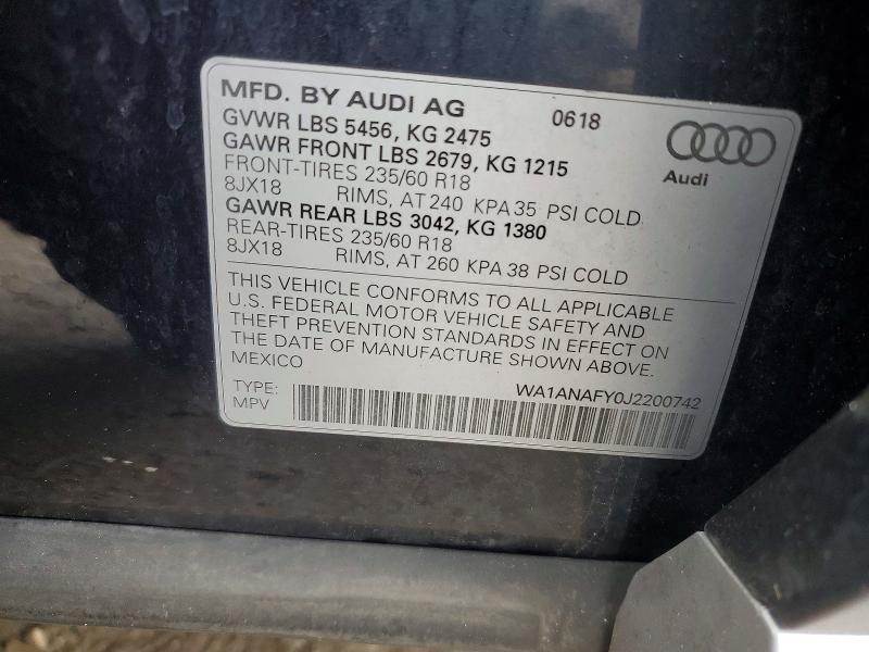 Продаж на аукціоні авто 2018 Audi Q5, vin: WA1ANAFY0J2200742, номер лоту: 51675266