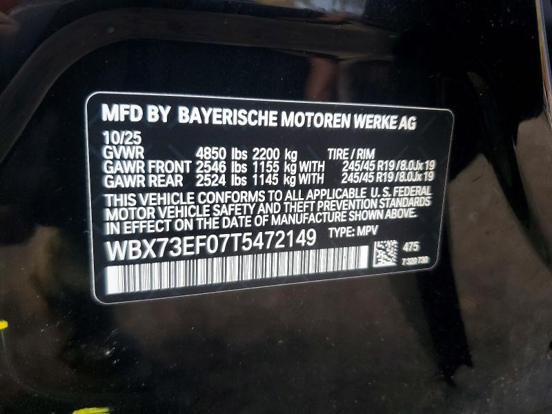 50335076 :رقم المزاد ، WBX73EF07T5472149 vin ، 2026 Bmw X1 مزاد بيع