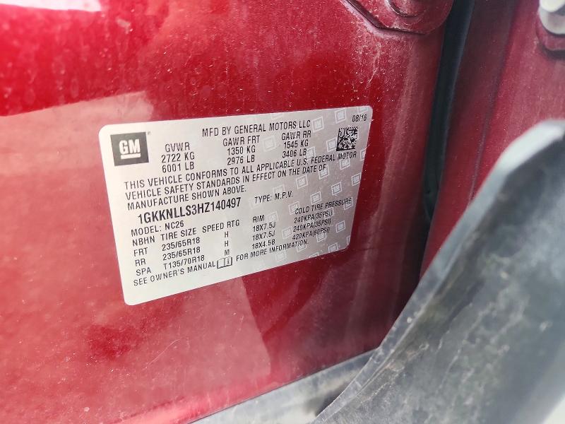 2017 Gmc Acadia მანქანა იყიდება აუქციონზე, vin: 1GKKNLLS3HZ140497, აუქციონის ნომერი: 51622806