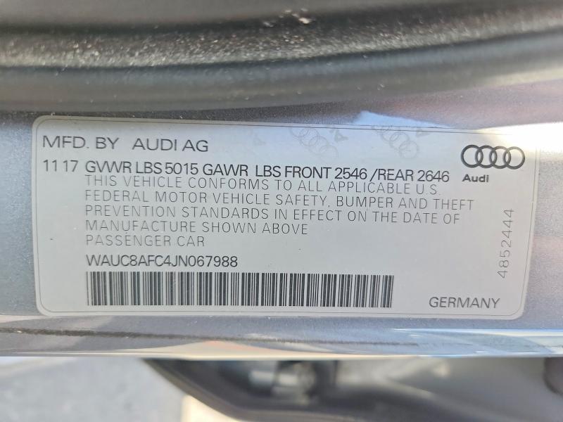 51684876 :رقم المزاد ، WAUC8AFC4JN067988 vin ، 2018 Audi A6 مزاد بيع