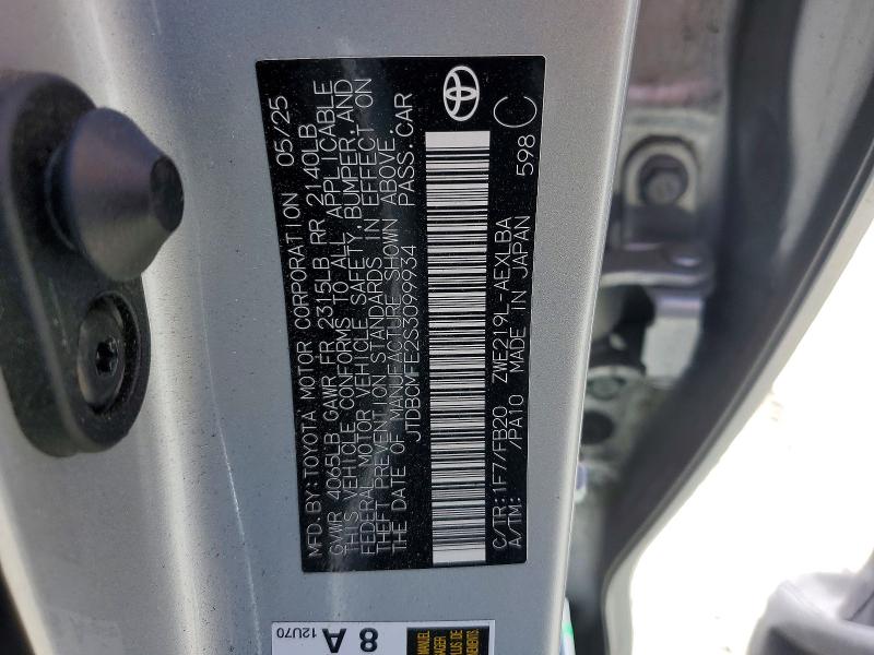 Aukcja sprzedaży 2025 Toyota Corolla Hybrid, vin: JTDBCMFE2S3099934, numer aukcji: 50822506