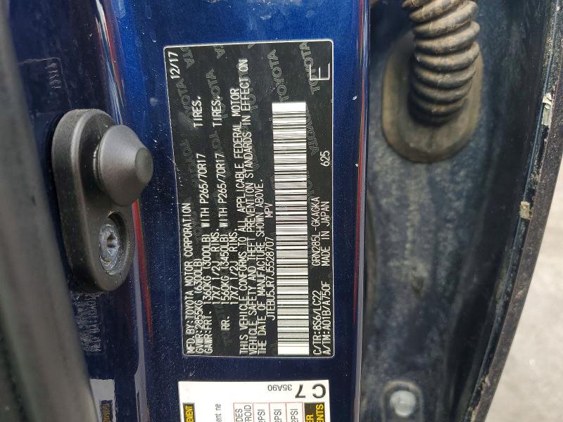 Aukcja sprzedaży 2018 Toyota 4runner, vin: JTEBU5JR7J5528707, numer aukcji: 50269216
