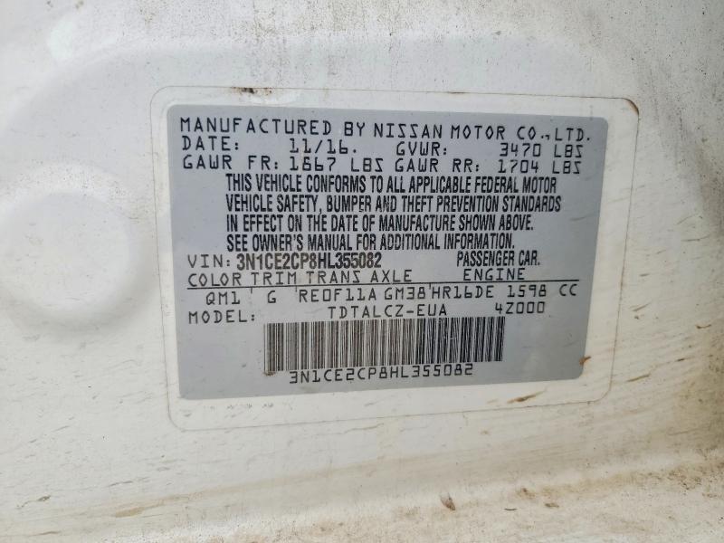49819466 :رقم المزاد ، 3N1CE2CP8HL355082 vin ، 2017 Nissan Versa Note مزاد بيع