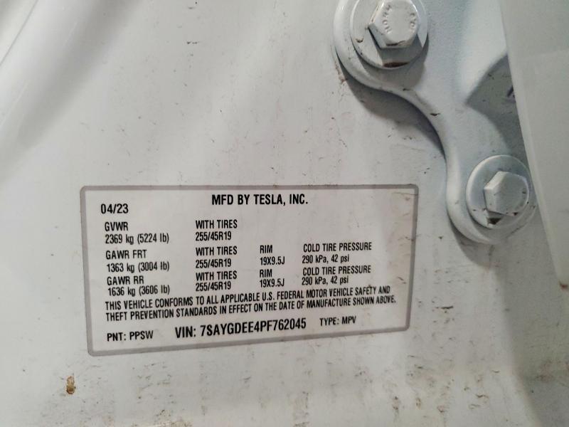 Aukcja sprzedaży 2023 Tesla Model Y, vin: 7SAYGDEE4PF762045, numer aukcji: 50305226