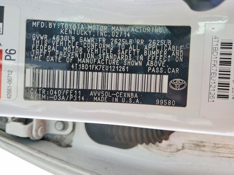 Продажа на аукционе авто 2014 Toyota Camry Hybrid, vin: 4T1BD1FK7EU121261, номер лота: 50193376