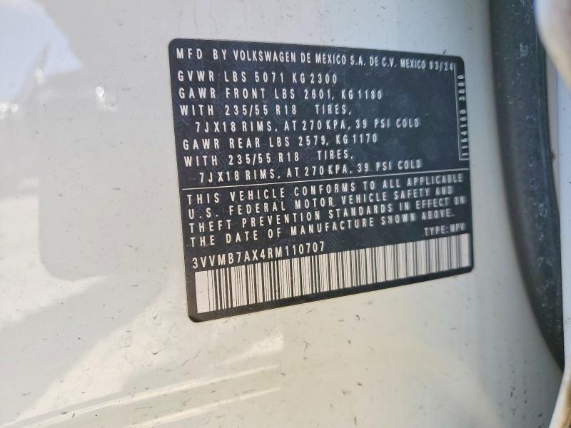 Продажа на аукционе авто 2024 Volkswagen Tiguan, vin: 3VVMB7AX4RM110707, номер лота: 51563396