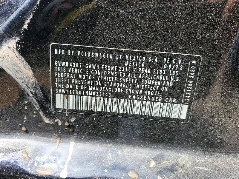 Продаж на аукціоні авто 2022 Volkswagen Jetta, vin: 3VW2T7BU1NM023443, номер лоту: 51879696