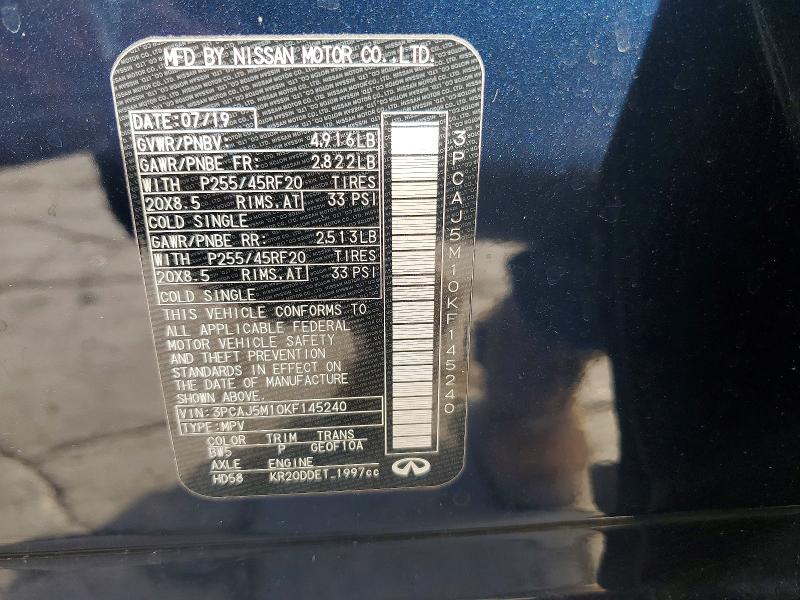 Aukcja sprzedaży 2019 Infiniti Qx50, vin: 3PCAJ5M10KF145240, numer aukcji: 49031686