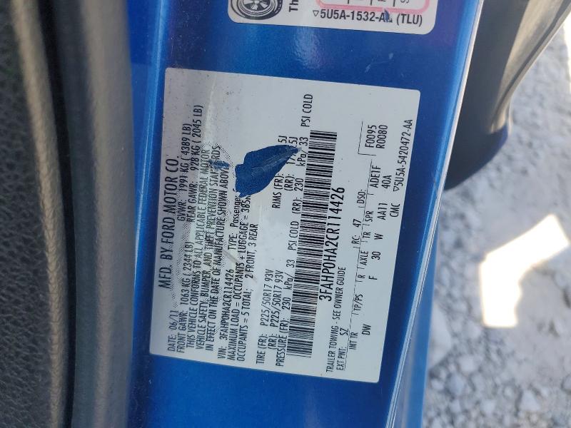 Aukcja sprzedaży 2012 Ford Fusion, vin: 3FAHP0HA2CR114426, numer aukcji: 50662836