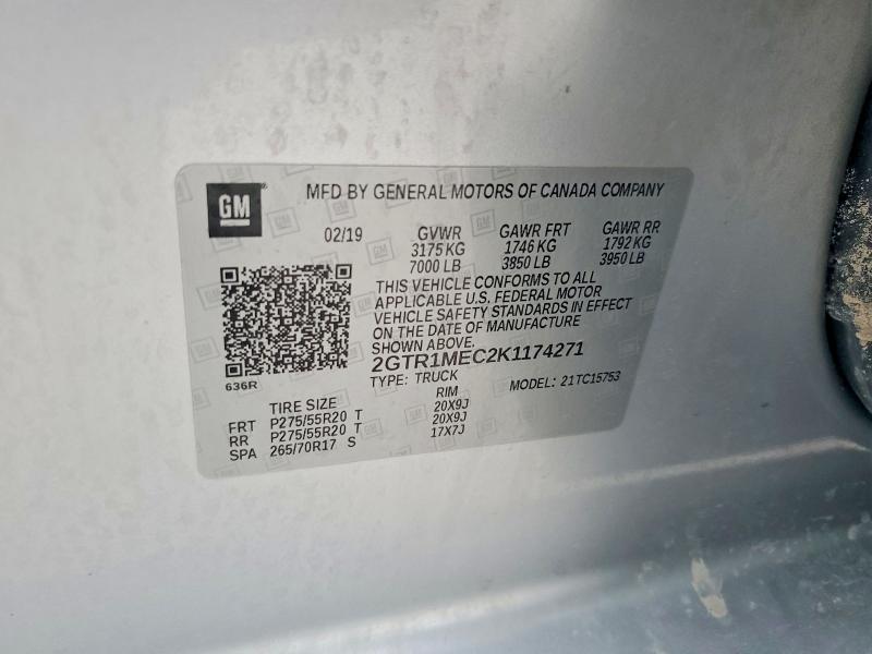 49402166 :رقم المزاد ، 2GTR1MEC2K1174271 vin ، 2019 Gmc Sierra Limited مزاد بيع
