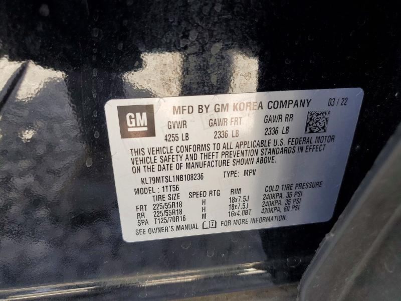 48867476 :رقم المزاد ، KL79MTSL1NB108236 vin ، 2022 Chevrolet Trailblazer مزاد بيع