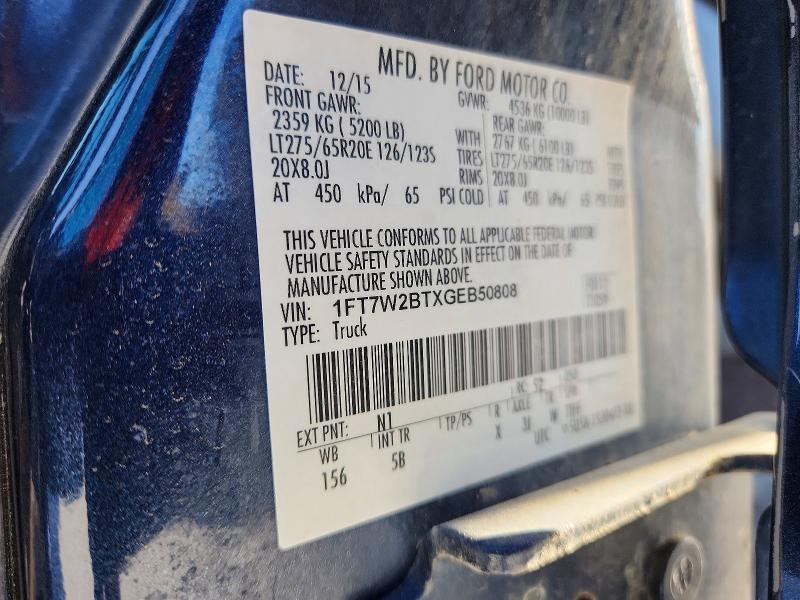 47539856 :رقم المزاد ، 1FT7W2BTXGEB50808 vin ، 2016 Ford F250 مزاد بيع