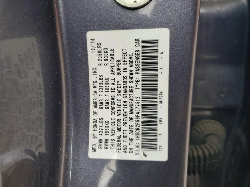 Aukcja sprzedaży 2015 Honda Accord, vin: 1HGCR2F56FA077512, numer aukcji: 48640526