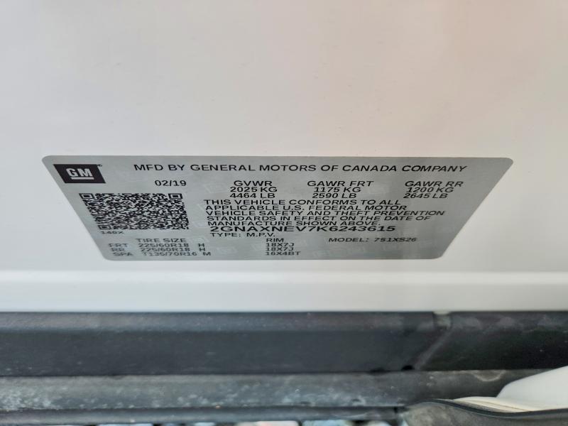 51482426 :رقم المزاد ، 2GNAXNEV7K6243615 vin ، 2019 Chevrolet Equinox مزاد بيع