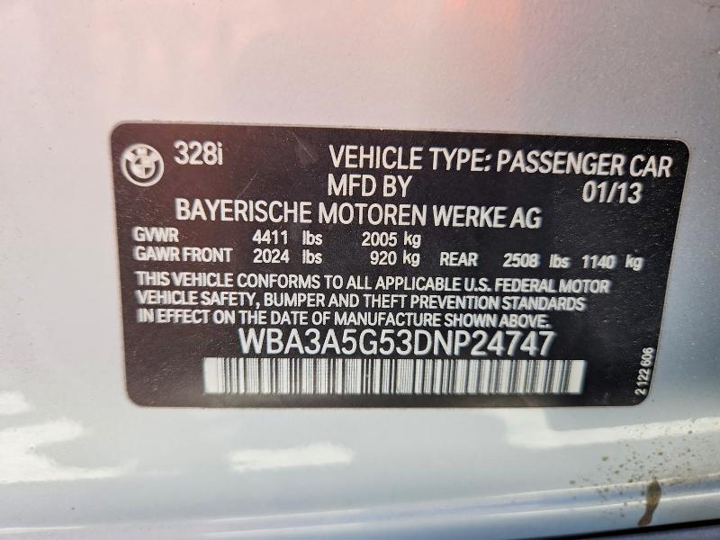 Продаж на аукціоні авто 2013 Bmw 328, vin: WBA3A5G53DNP24747, номер лоту: 50171086