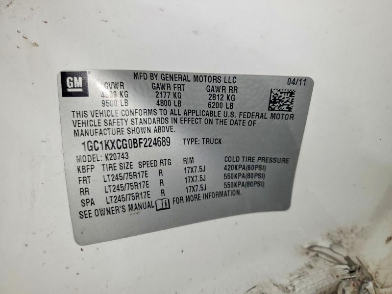 47966086 :رقم المزاد ، 1GC1KXCG0BF224689 vin ، 2011 Chevrolet Silverado مزاد بيع