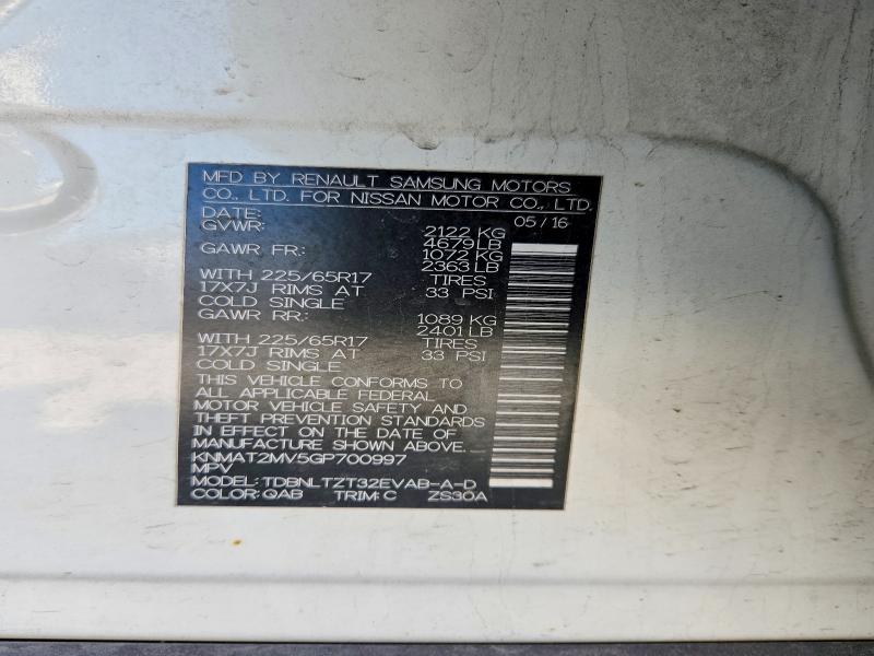 Aukcja sprzedaży 2016 Nissan Rogue, vin: KNMAT2MV5GP700997, numer aukcji: 51344206
