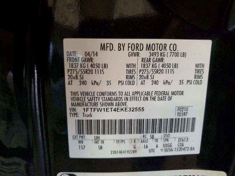 50196376 :رقم المزاد ، 1FTFW1ET4EKE32555 vin ، 2014 Ford F150 مزاد بيع