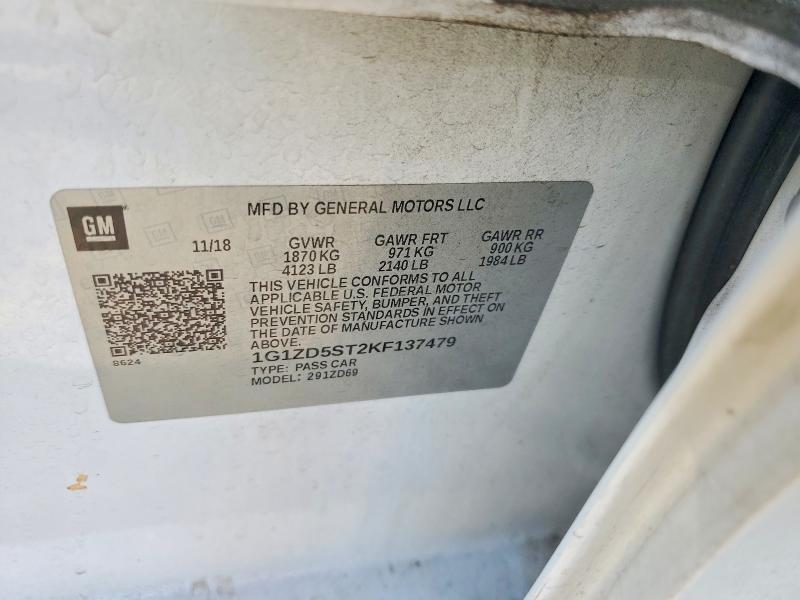 Продажа на аукционе авто 2019 Chevrolet Malibu, vin: 1G1ZD5ST2KF137479, номер лота: 50676476