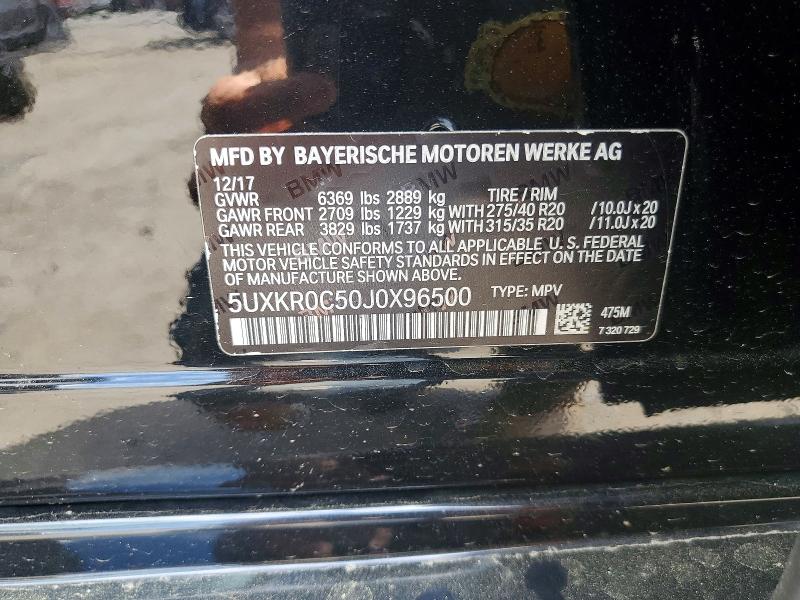 50297576 :رقم المزاد ، 5UXKR0C50J0X96500 vin ، 2018 Bmw X5 مزاد بيع
