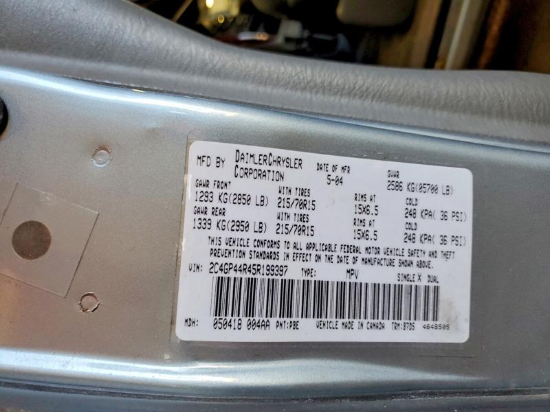 Продажа на аукционе авто 2005 Chrysler Town & Country, vin: 2C4GP44R45R199397, номер лота: 49879446