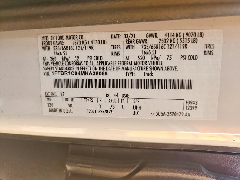 Aukcja sprzedaży 2021 Ford Transit, vin: 1FTBR1C84MKA38069, numer aukcji: 49275556