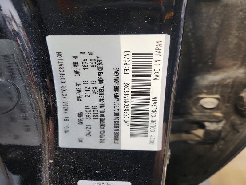 Aukcja sprzedaży 2021 Mazda Cx-3, vin: JM1DKFD70M1515098, numer aukcji: 47202256