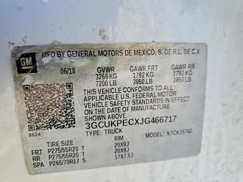 Продажа на аукционе авто 2018 Chevrolet Silverado, vin: 3GCUKPECXJG466717, номер лота: 48548306