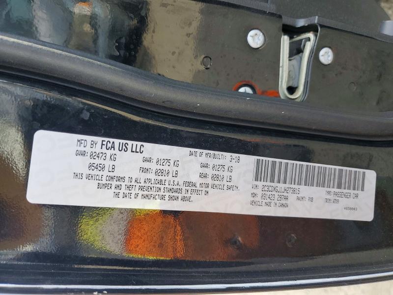 49516206 :رقم المزاد ، 2C3CDXGJ1JH273815 vin ، 2018 Dodge Charger مزاد بيع