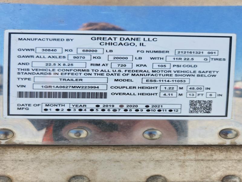 50938226 :رقم المزاد ، 1GR1A0627MW223994 vin ، 2021 Great Dane Unknown مزاد بيع