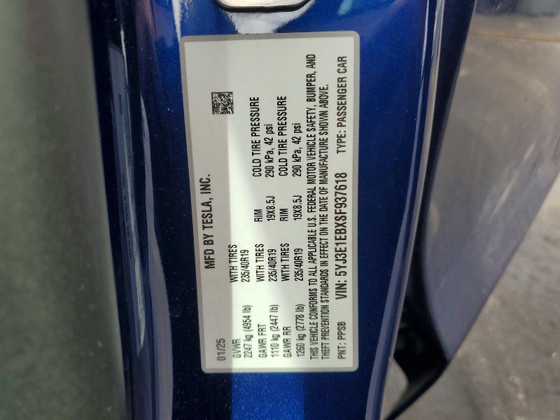 50586986 :رقم المزاد ، 5YJ3E1EBXSF937618 vin ، 2025 Tesla Model 3 مزاد بيع