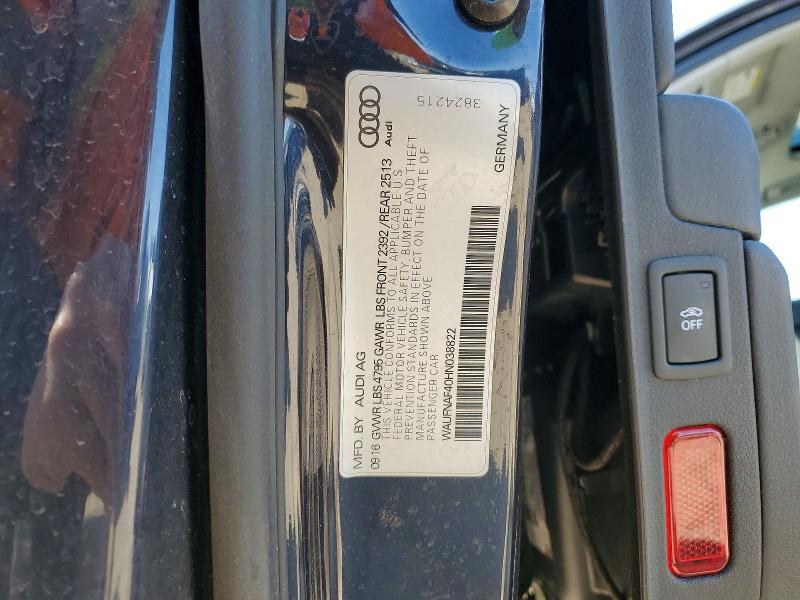 47638706 :رقم المزاد ، WAUFNAF40HN038822 vin ، 2017 Audi A4 مزاد بيع