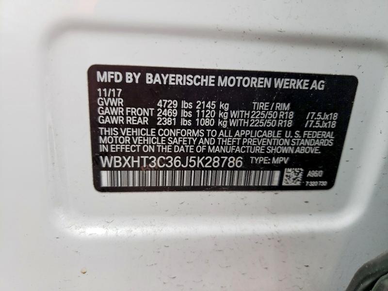 2018 Bmw X1 მანქანა იყიდება აუქციონზე, vin: WBXHT3C36J5K28786, აუქციონის ნომერი: 51698476
