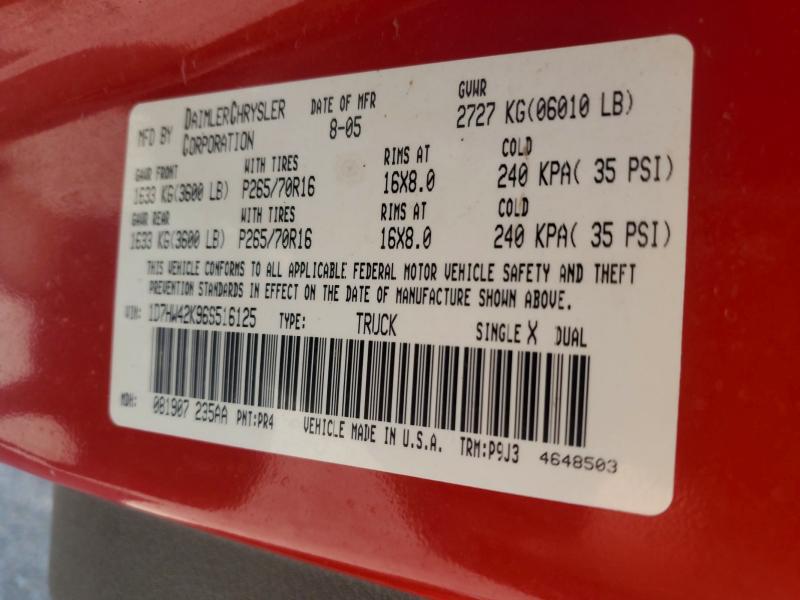 Aukcja sprzedaży 2006 Dodge Dakota, vin: 1D7HW42K96S516125, numer aukcji: 50943446