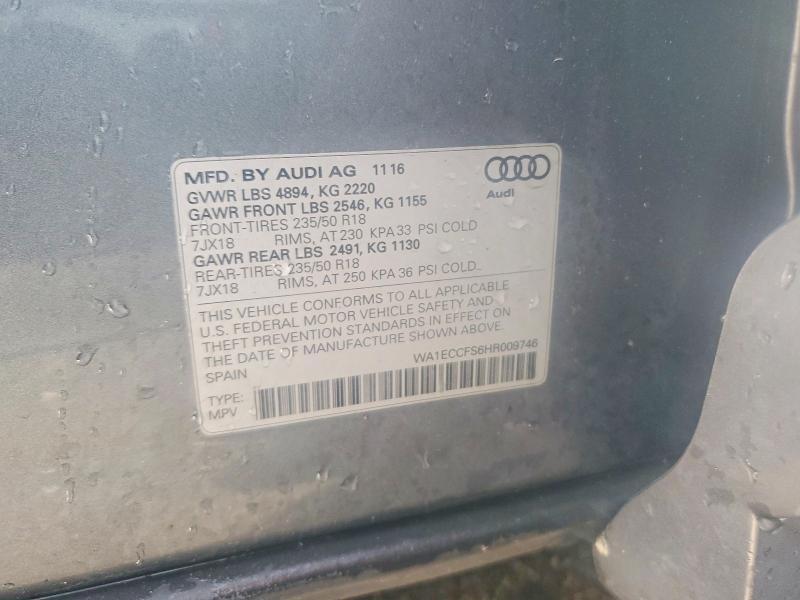 Aukcja sprzedaży 2017 Audi Q3, vin: WA1ECCFS6HR009746, numer aukcji: 49463786