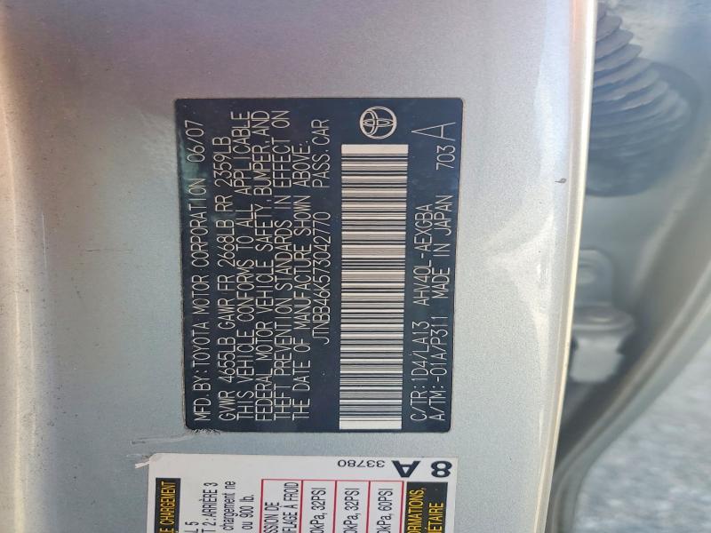 Продажа на аукционе авто 2007 Toyota Camry Hybrid, vin: JTNBB46K573042770, номер лота: 48864636