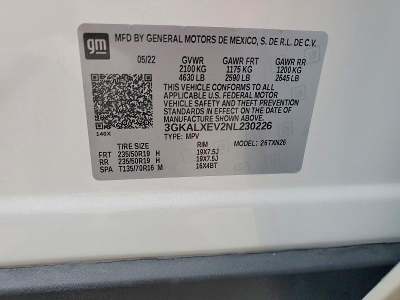 2022 Gmc Terrain მანქანა იყიდება აუქციონზე, vin: 3GKALXEV2NL230226, აუქციონის ნომერი: 50277066