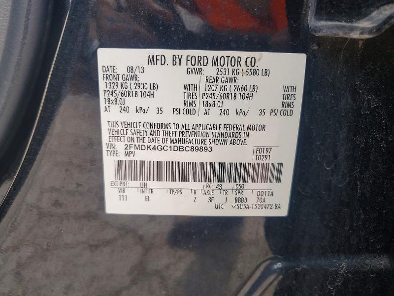Aukcja sprzedaży 2013 Ford Edge, vin: 2FMDK4GC1DBC89893, numer aukcji: 51312106