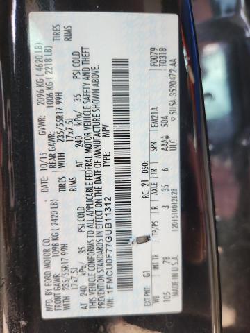 2016 Ford Escape მანქანა იყიდება აუქციონზე, vin: 1FMCU0F77GUB11312, აუქციონის ნომერი: 48473366