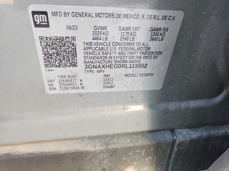 Продаж на аукціоні авто 2024 Chevrolet Equinox, vin: 3GNAXHEG0RL115502, номер лоту: 49018536