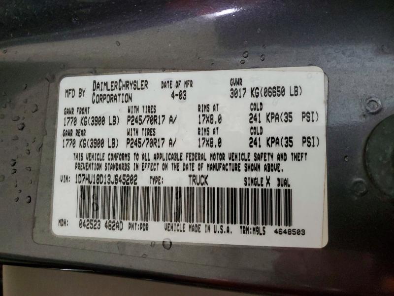 Продаж на аукціоні авто 2003 Dodge Ram 1500, vin: 1D7HU18D13J645202, номер лоту: 51338266