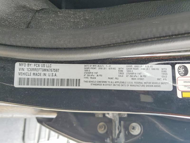 Продажа на аукционе авто 2021 Ram 1500, vin: 1C6RREFT9MN767597, номер лота: 49584736