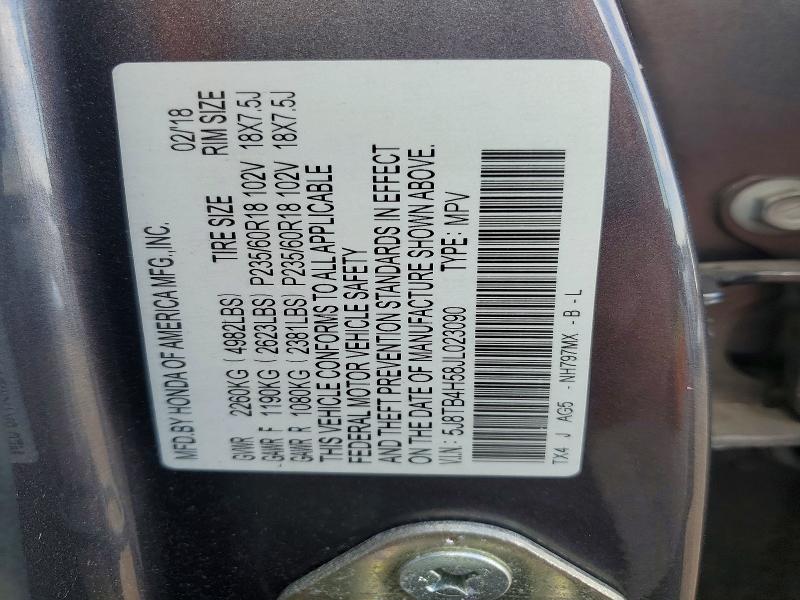 47698276 :رقم المزاد ، 5J8TB4H58JL023090 vin ، 2018 Acura Rdx مزاد بيع
