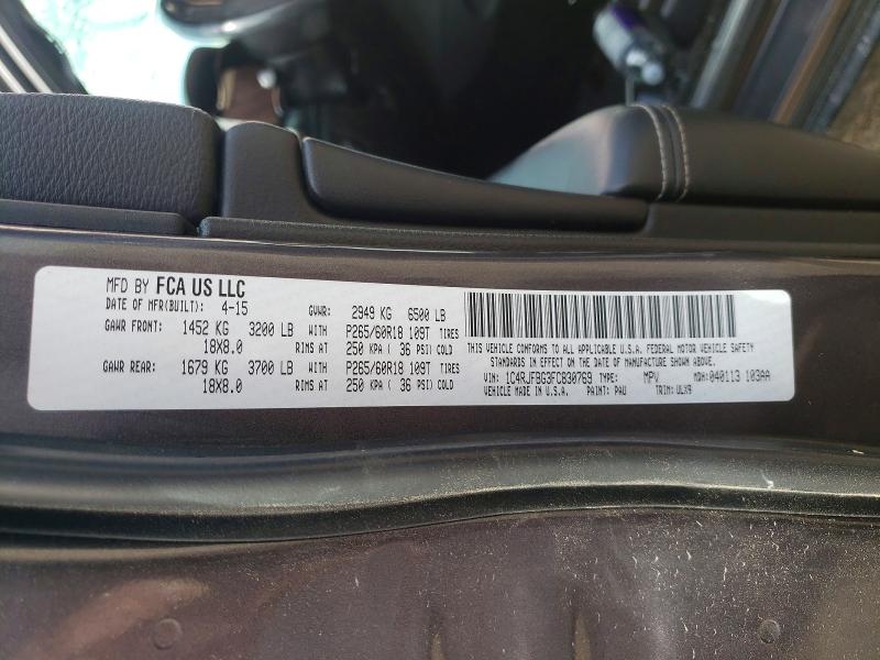 Aukcja sprzedaży 2015 Jeep Grand Cherokee, vin: 1C4RJFBG3FC830769, numer aukcji: 49098546