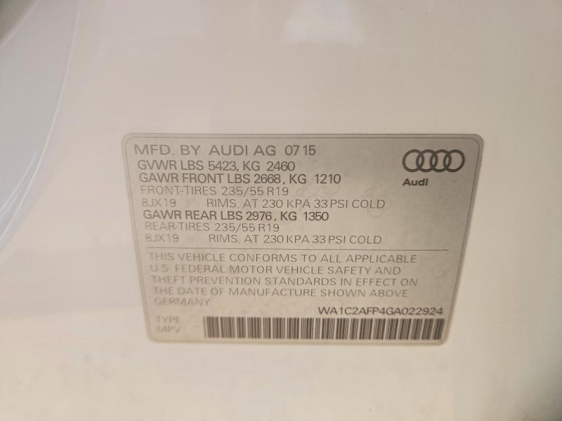 Продажа на аукционе авто 2016 Audi Q5, vin: WA1C2AFP4GA022924, номер лота: 50006376