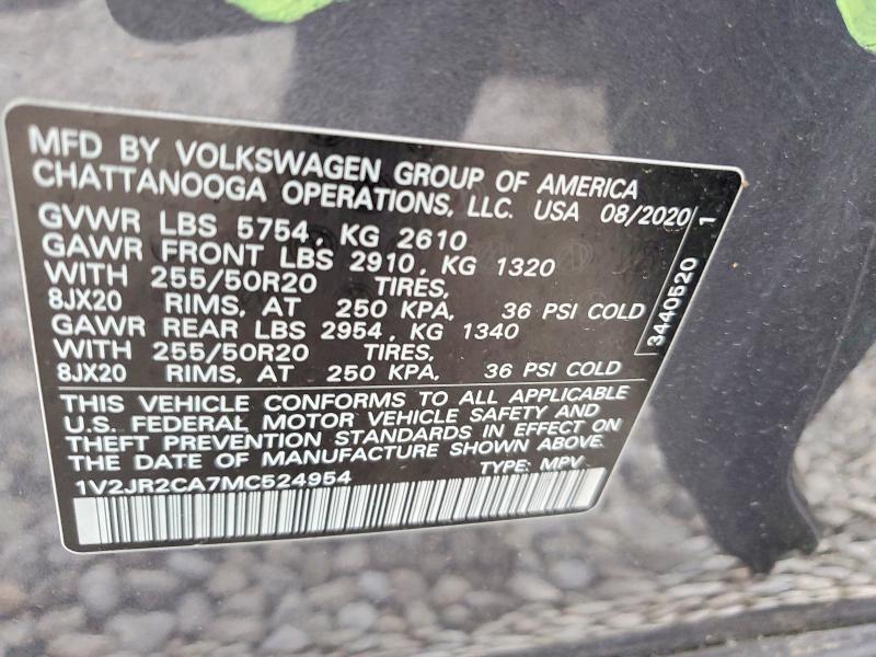 Aukcja sprzedaży 2021 Volkswagen Atlas, vin: 1V2JR2CA7MC524954, numer aukcji: 48619186