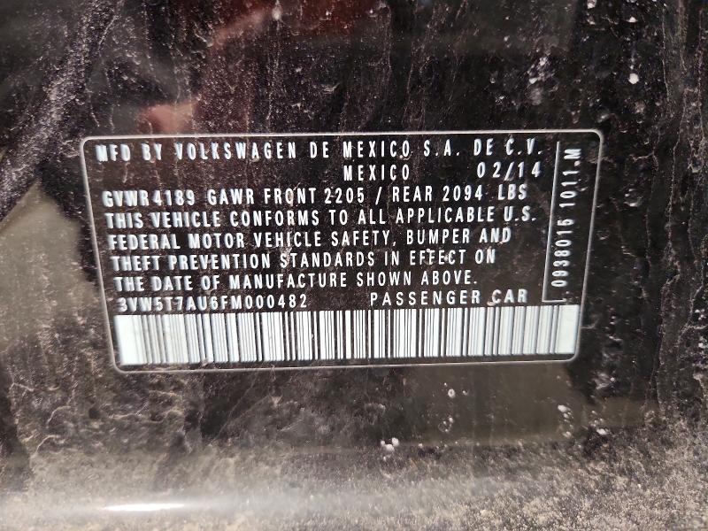 Auction sale of the 2015 Volkswagen Gti, vin: 3VW5T7AU6FM000482, lot number: 46775696